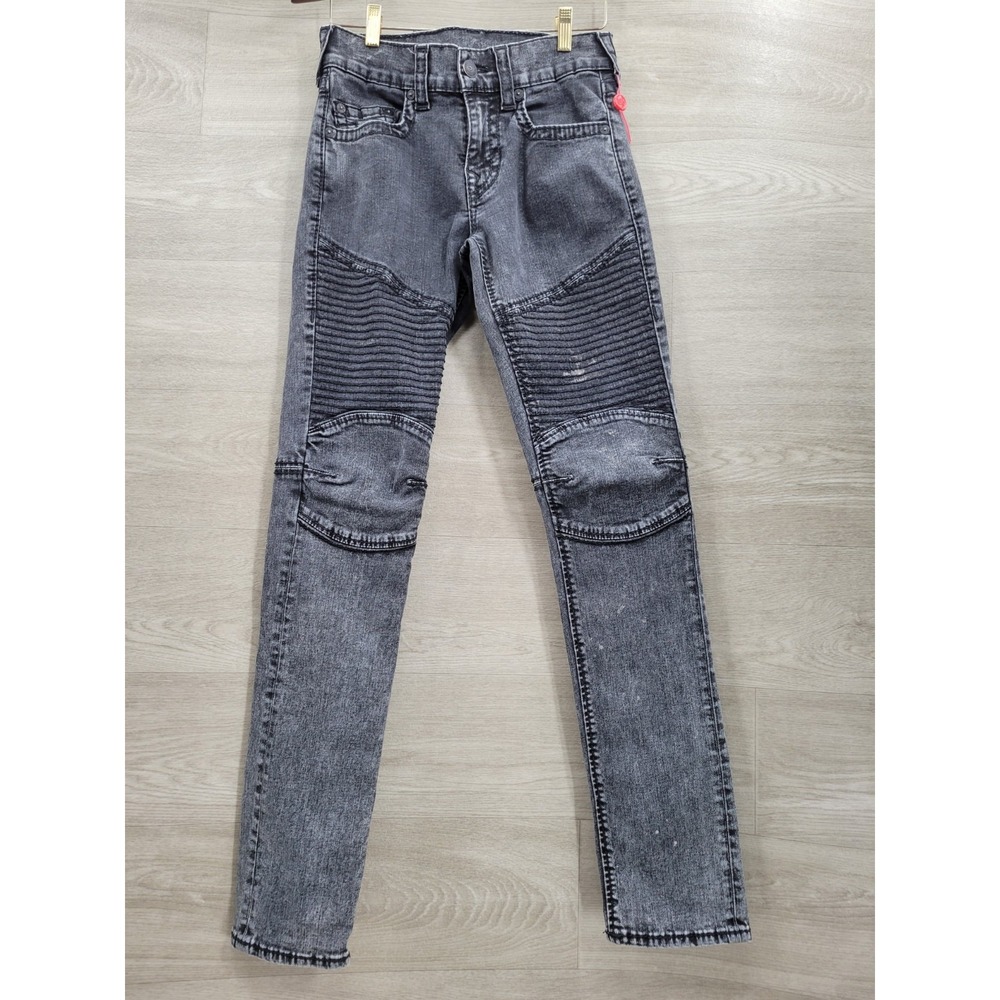 True Religion Geno Big T Jeans Men's 29 Black Marble Moto Ribbed Relaxed Slim